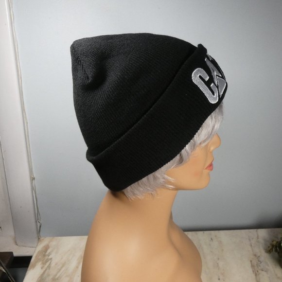 CAT logo Knit Cap Beanie Black and White - Picture 2 of 7